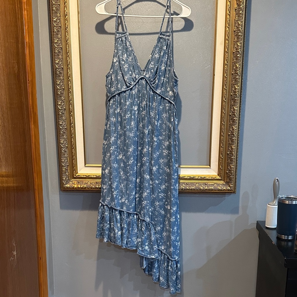 Wonderly Blue Floral Asymmetrical Dress